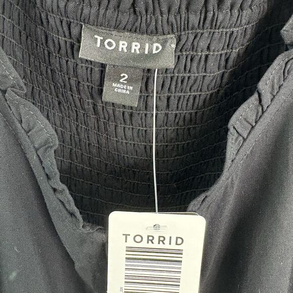 Torrid Womens Sz 2‎ (18/20) Black Challis Corset Sleeveless Top Smocked Witchy - Picture 6 of 7